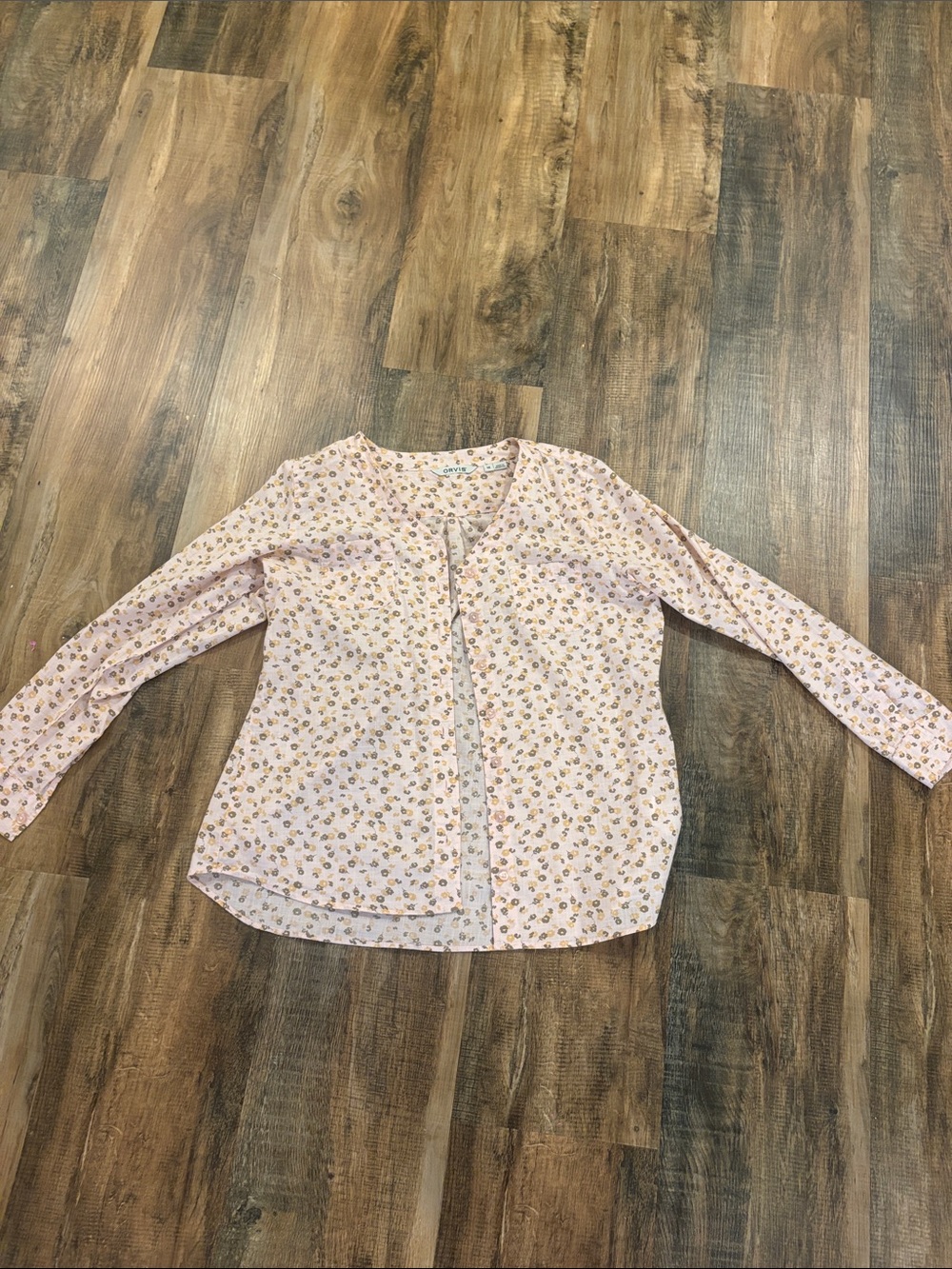 Orvis Pink Floral Button-Down Blouse